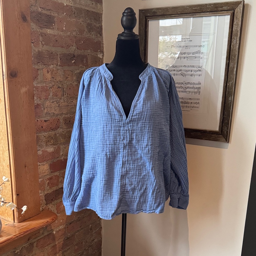 H&M Women’s Long Sleeve V-Neck Gauze Blouse